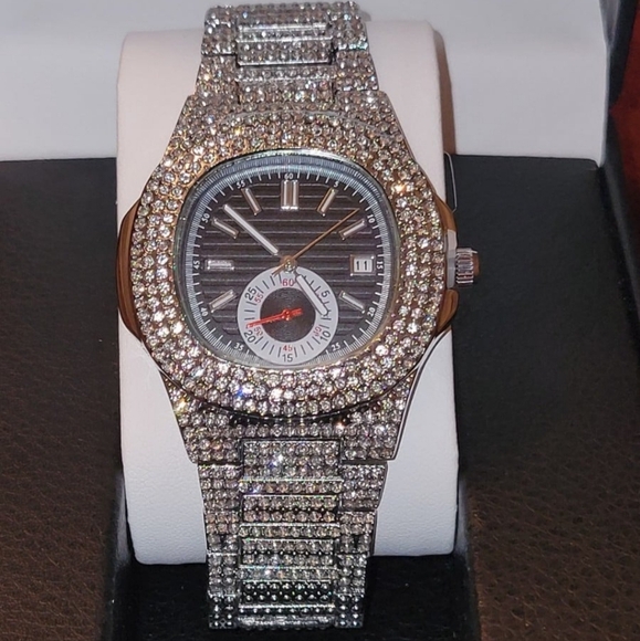 Mens Luxury Hiphop Full Ice Simulated Diamonds (CZ) Quartz Movement Watch - Picture 5 of 11